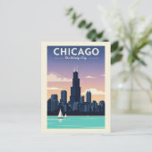 Vintag Chicago Postkarte (Stehend Vorderseite)