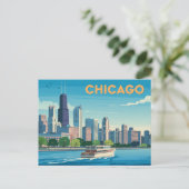 Vintag Chicago Postkarte (Stehend Vorderseite)
