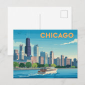 Vintag Chicago Postkarte (Vorne/Hinten)