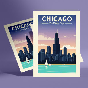 Vintag Chicago Postkarte