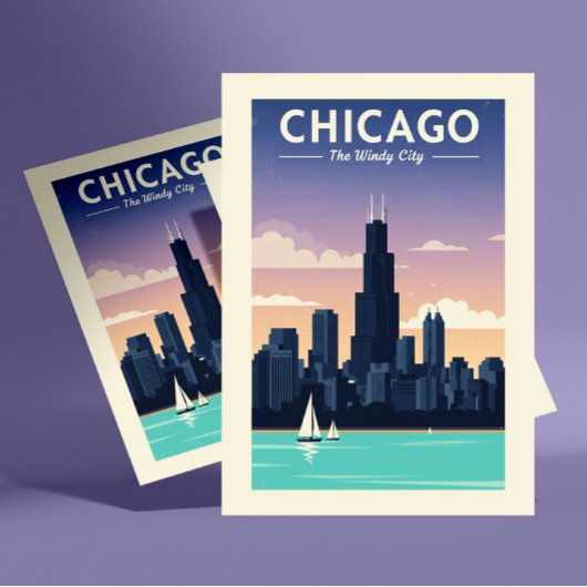 Vintag Chicago Postkarte