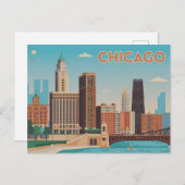 Vintag Chicago Postkarte (Vorne/Hinten)