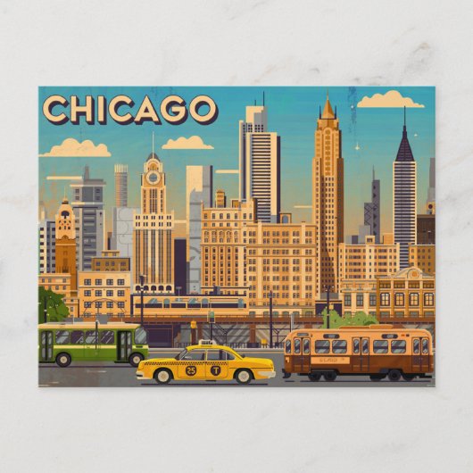 Vintag Chicago Postkarte (Vorderseite)