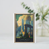 Vintag - Chicago Travel Poster Postkarte (Stehend Vorderseite)