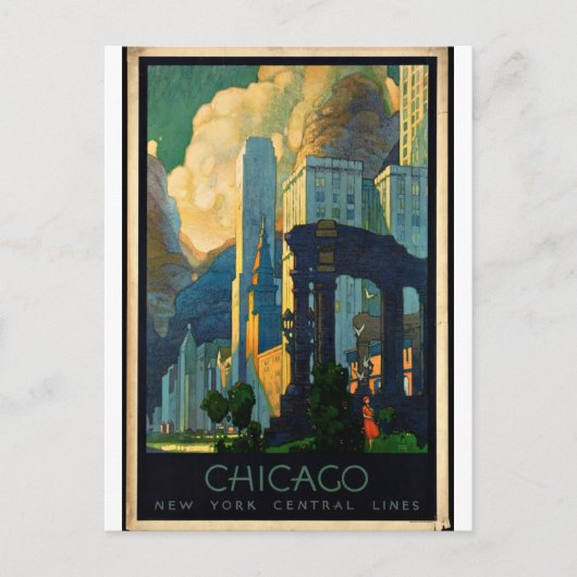 Vintag - Chicago Travel Poster Postkarte (Vorderseite)