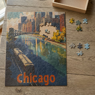Vintag Chicago Travel Poster Puzzle