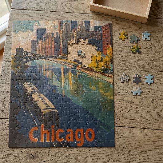 Vintag Chicago Travel Poster Puzzle