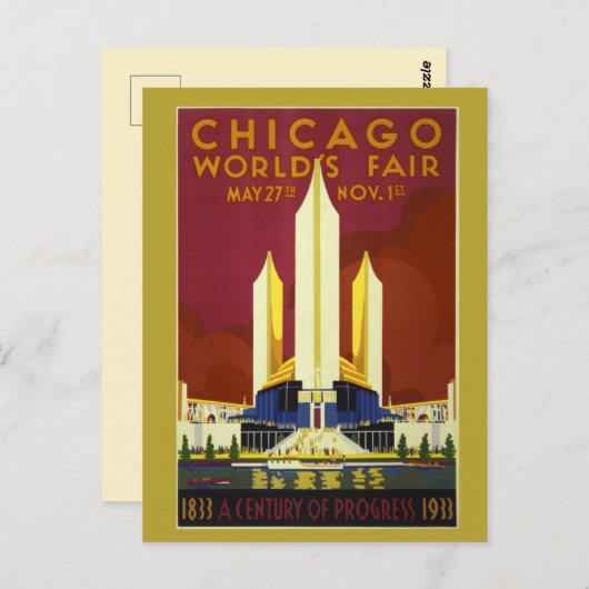 Vintag Chicago Travel Postkarte (Vorne/Hinten)