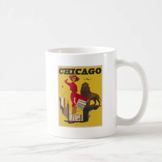 Vintag Chicago USA Air Travel Advertisement Kaffeetasse (Rechts)