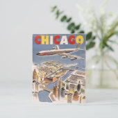 Vintag Chicago USA Air Travel Advertisement Karte (Stehend Vorderseite)