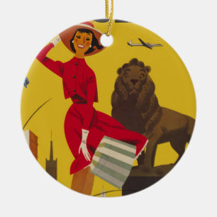 Vintag Chicago USA Air Travel Advertisement Keramik Ornament