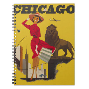 Vintag Chicago USA Air Travel Advertisement Notizblock