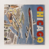 Vintag Chicago USA Air Travel Advertisement Puzzle (Horizontal)