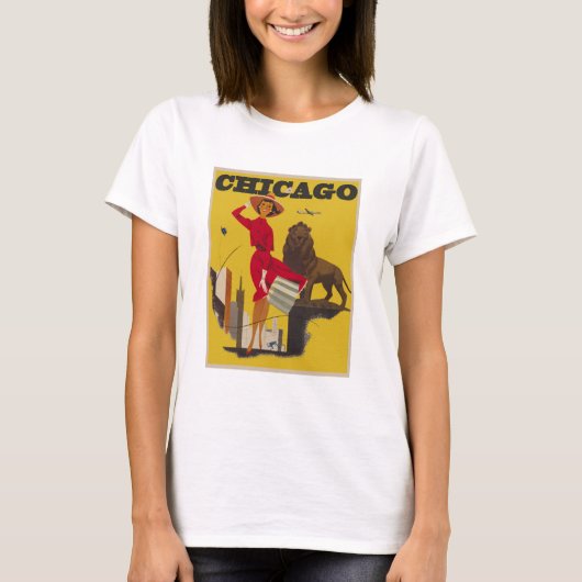 Vintag Chicago USA Air Travel Advertisement T-Shirt (Vorderseite)