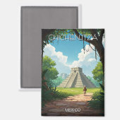 Vintag Chichen Itza Mexico Travel Magnet (Vorderseite/Rückseite)