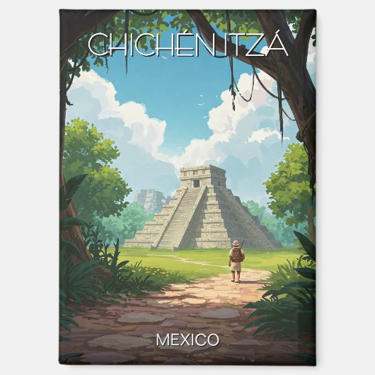 Vintag Chichen Itza Mexico Travel Magnet (Vorderseite)