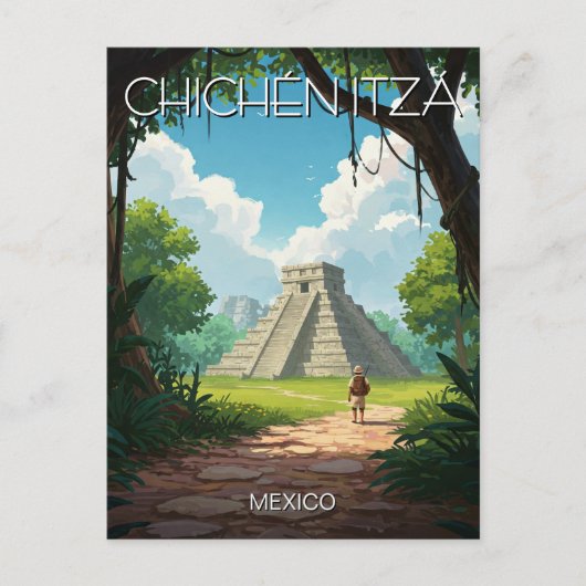 Vintag Chichen Itza Mexico Travel Postkarte (Vorderseite)