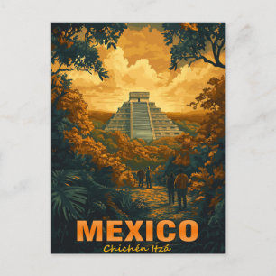 Vintag Chichen Itza, Mexiko Postkarte