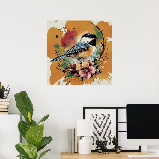 Vintag Chickadee Serenade Poster (Heimbüro)