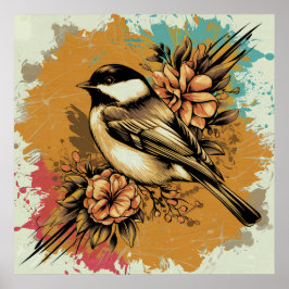 Vintag Chickadee Splendor Poster