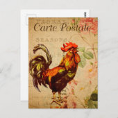Vintag Chicken Hen Rooster - Französisch Postkarte (Vorne/Hinten)