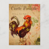 Vintag Chicken Hen Rooster - Französisch Postkarte (Vorderseite)