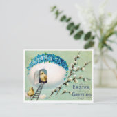Vintag Chicks Ostergruss Postkarte (Stehend Vorderseite)