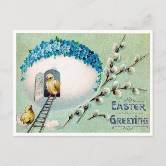 Vintag Chicks Ostergruss Postkarte (Vorderseite)