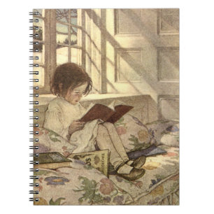 Vintag Child Reading a Book, Jessie Willcox Smith Notizblock