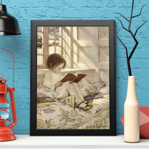 Vintag Child Reading a Book, Jessie Willcox Smith Poster