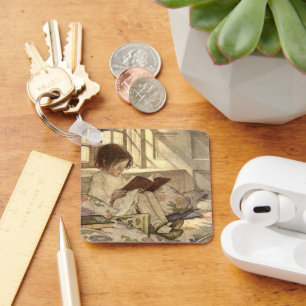 Vintag Child Reading a Book, Jessie Willcox Smith Schlüsselanhänger