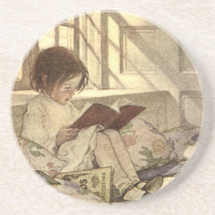 Vintag Child Reading a Book, Jessie Willcox Smith Untersetzer