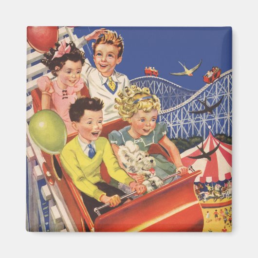 Vintag Children Balloons Dog Roller Untersetzer Ri Magnet (Vorne)