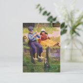 Vintag Children Gone Fishin' Postkarte (Stehend Vorderseite)