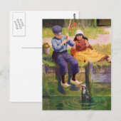 Vintag Children Gone Fishin' Postkarte (Vorne/Hinten)