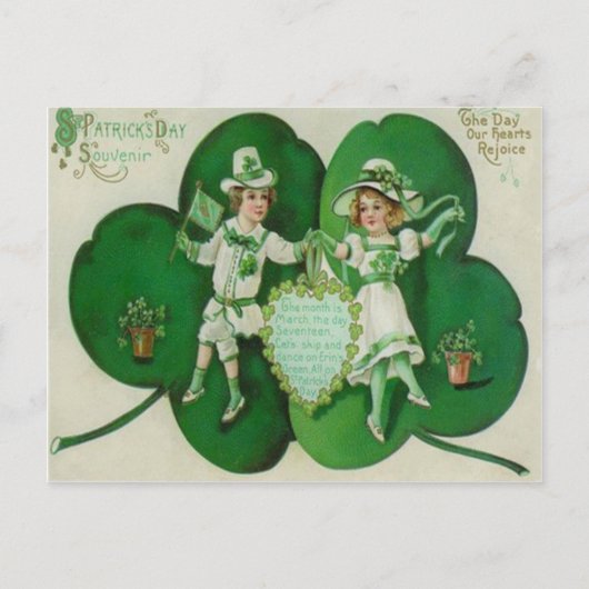 Vintag Children Kleeblatt Souvenir St Patrick's Postkarte (Vorderseite)