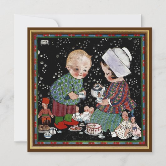 Vintag Children Tee Party Geburtstagsparty Einladung (Vorderseite)