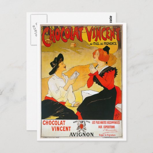 Vintag Chocolat Vincent Ad Postkarte (Vorne/Hinten)