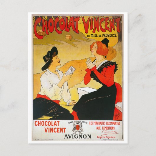 Vintag Chocolat Vincent Ad Postkarte (Vorderseite)