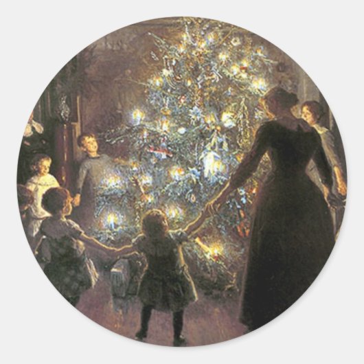 Vintag_Christmas_dance_sticker Runder Aufkleber (Vorderseite)