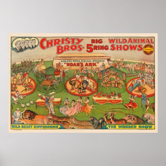 Vintag Christy Brothers Wild Animal Circus Poster (Vorne)
