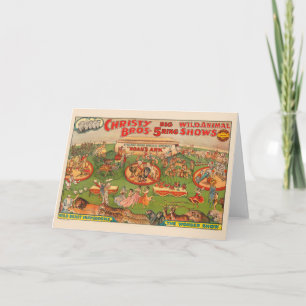 Vintag Christy Brothers Wild Animal Circus Poster Karte