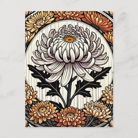 Vintag Chrysanthemen Postkarte (Vorderseite)