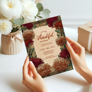 Vintag Chrysanthemum Erntedank Celebration Einladung