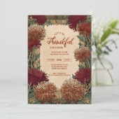 Vintag Chrysanthemum Erntedank Celebration Einladung (Stehend Vorderseite)