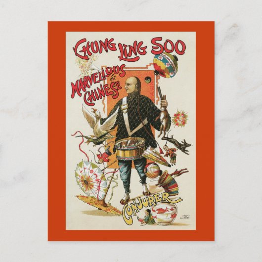 Vintag Chung Ling Soo Magician Poster Postkarte (Vorderseite)