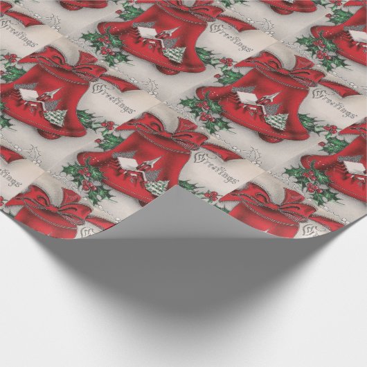 Vintag Church Bell Weihnachtsgrüße Geschenkpapier (Ecke)
