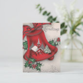 Vintag Church Bell Weihnachtsgrüße Postkarte (Stehend Vorderseite)