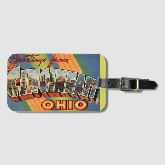 Vintag Cincinnati Greeting Gepäckanhänger (Vorderseite (Horizontal))