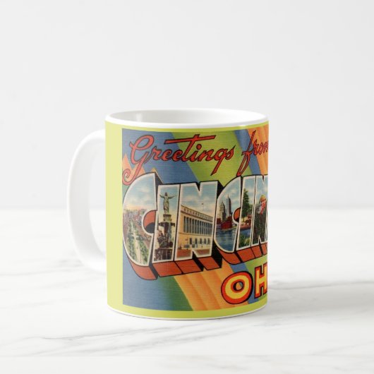 Vintag Cincinnati Greeting Kaffeetasse (Vorderseite Links)